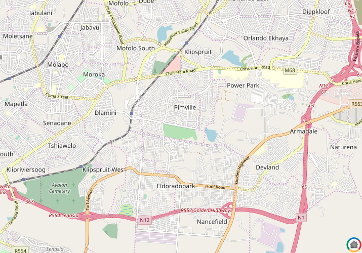Map location of Pimville Zone 5